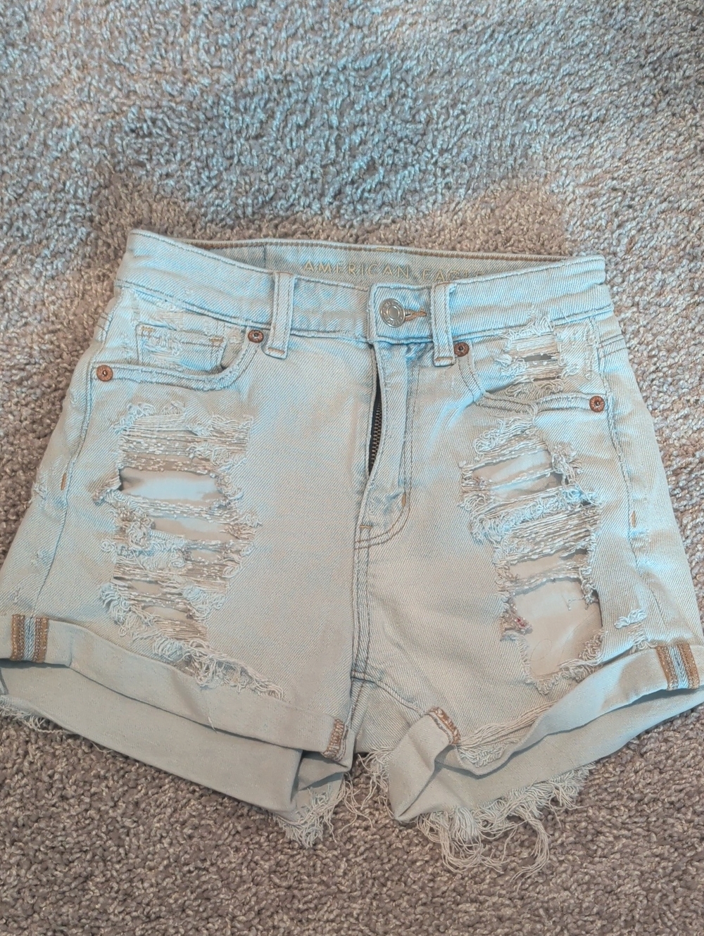 American Eagle Outfitters Light Wash Distressed Denim Shorts